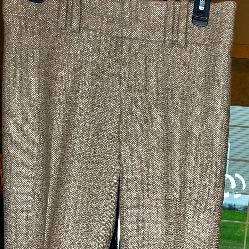 CACHE TWEED TAN/GOLD METALLIC DRESS PANTS